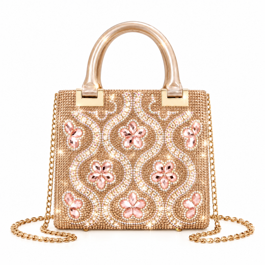 Bolso de fiesta para mujer con pedrería y efecto brillante