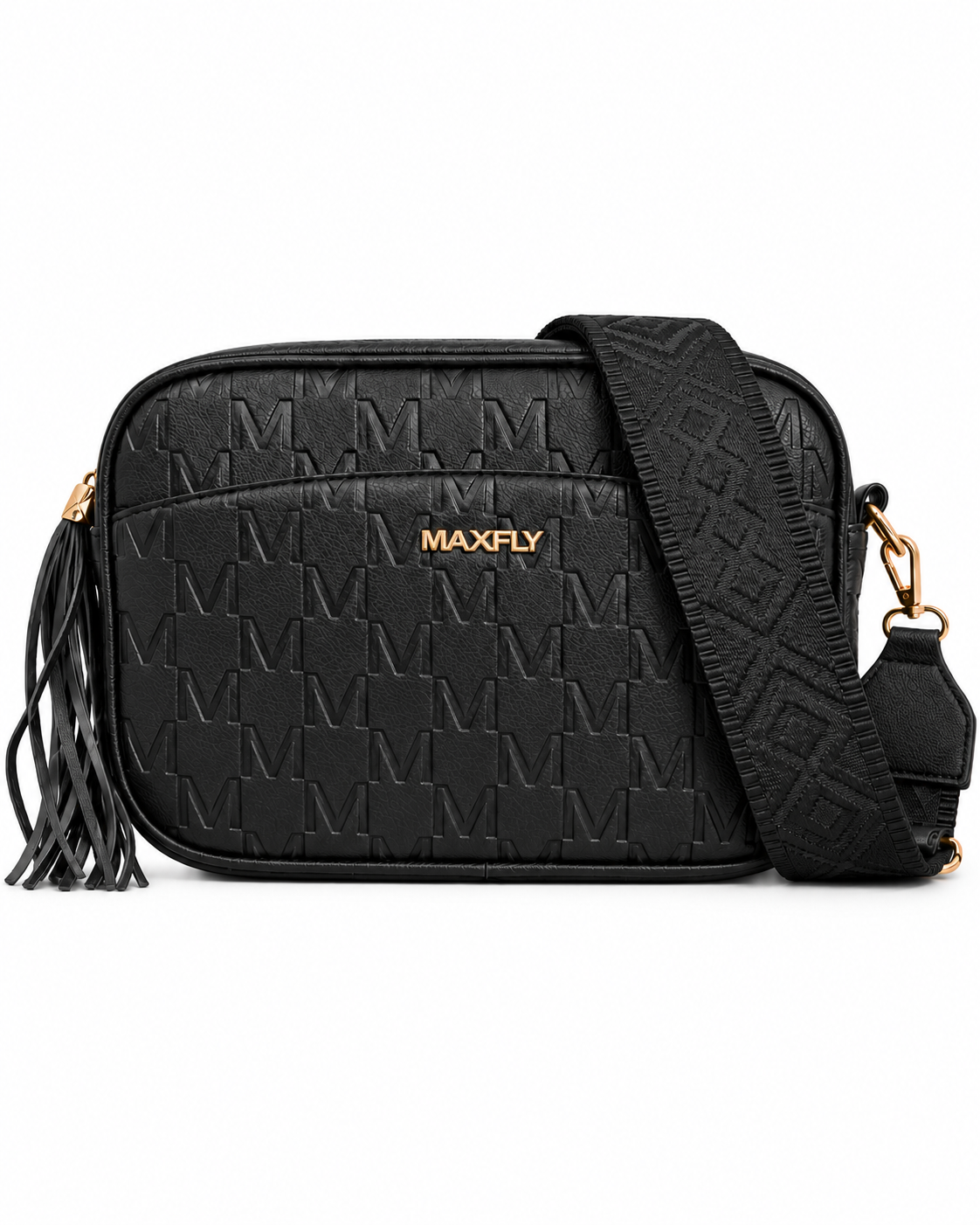 Bolso Maxfly negro del juego de 2 bolsos sobre fondo blanco