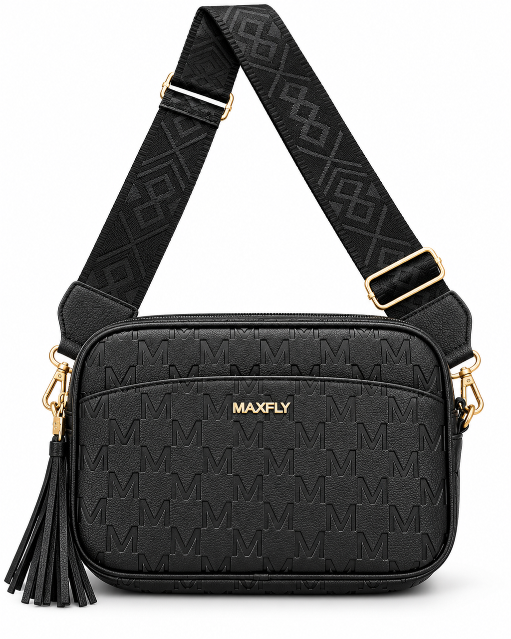 Bolso Maxfly negro del juego de dos bolsos, vista adicional sobre fondo blanco