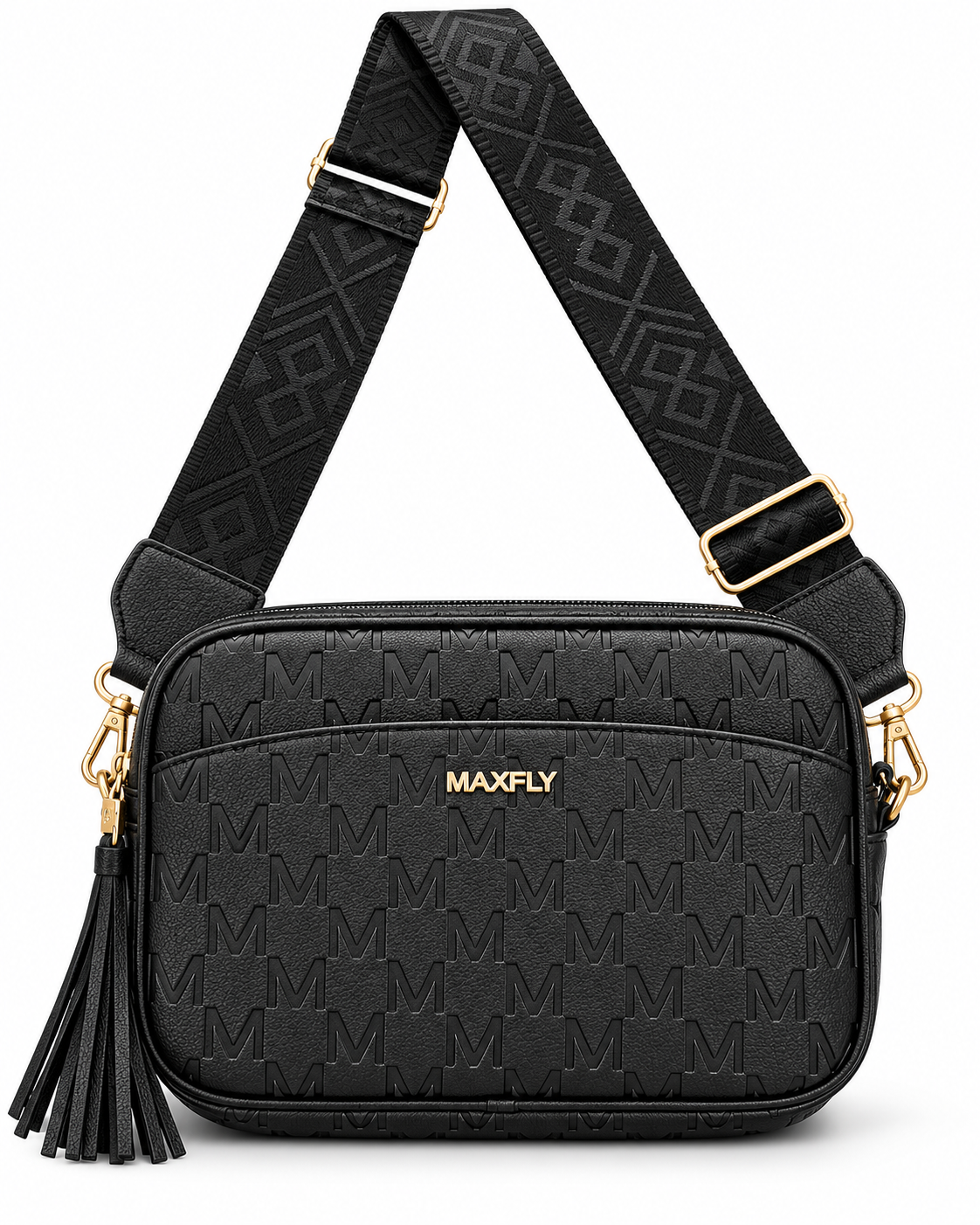 Bolso Maxfly negro del juego de dos bolsos, vista adicional sobre fondo blanco
