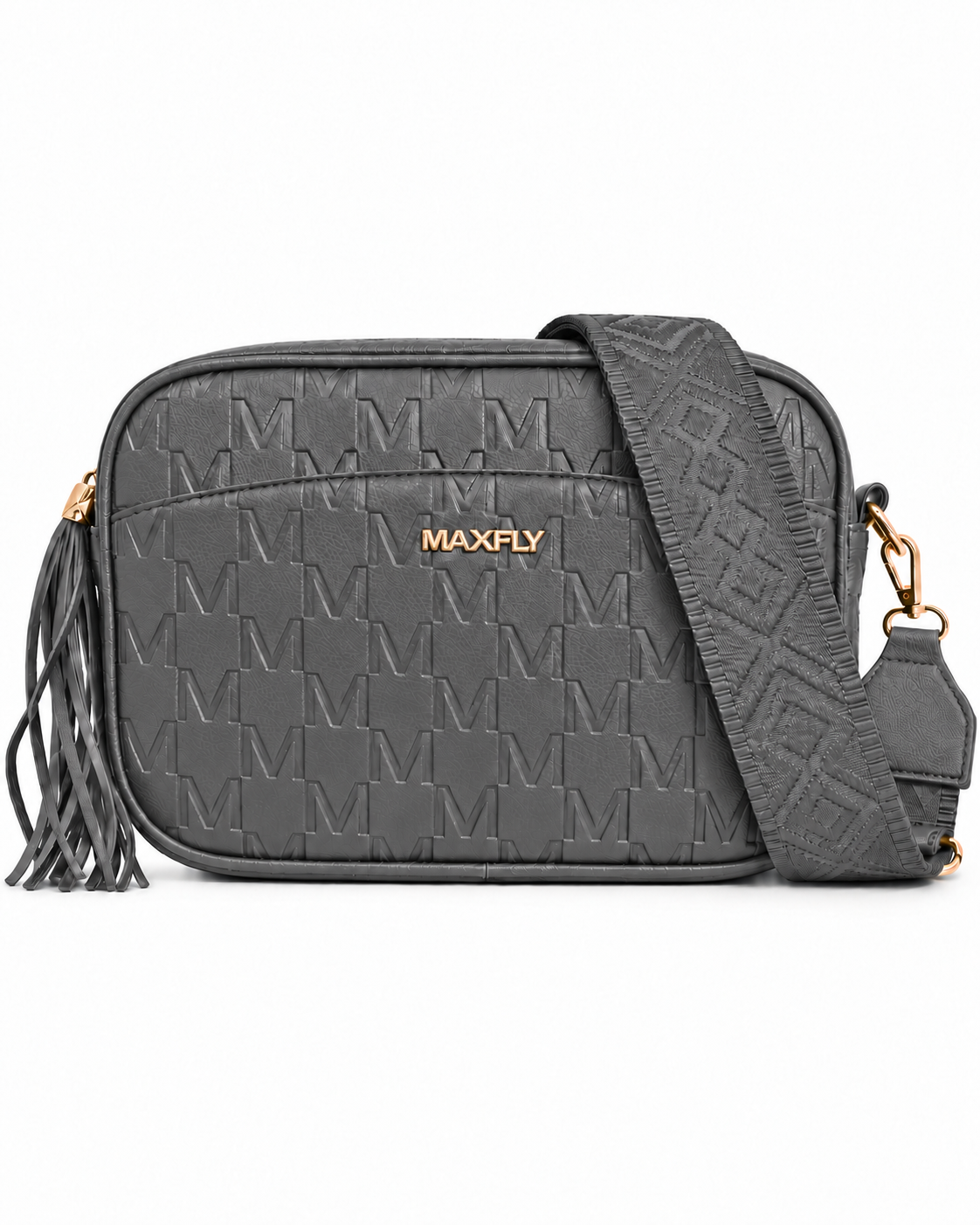 Bolso Maxfly gris oscuro del juego de dos bolsos con flecos decorativos